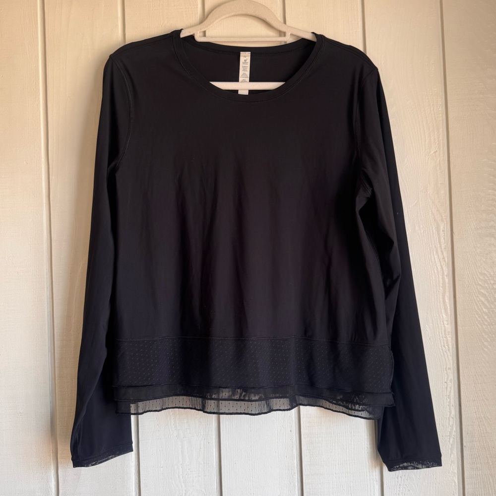 Lululemon Black Long Sleeve Top with Ruffled Trim
